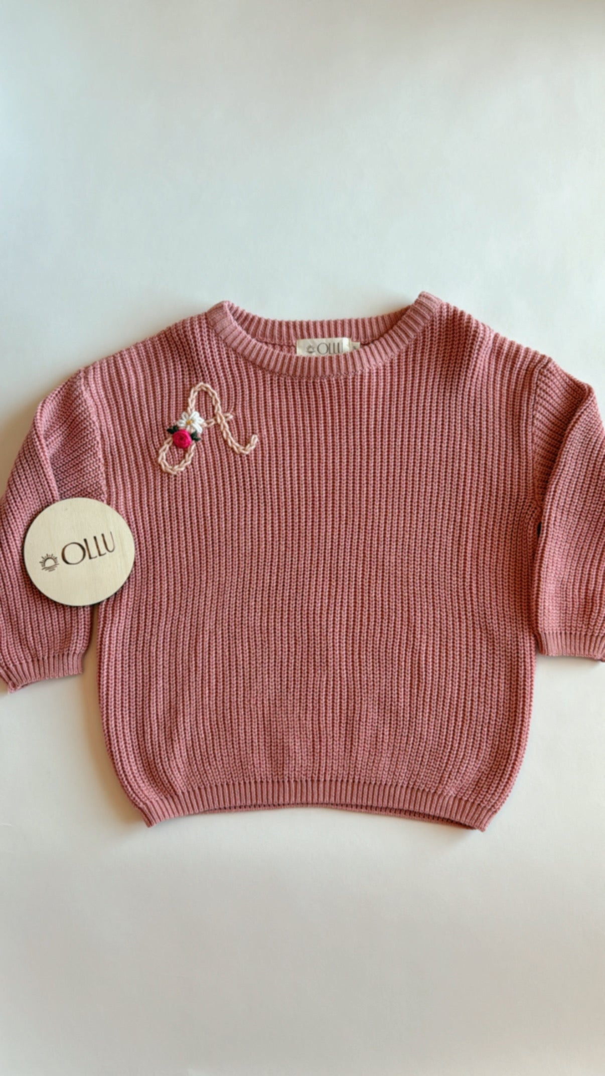 A Initial Hand-Embroidered Sweater