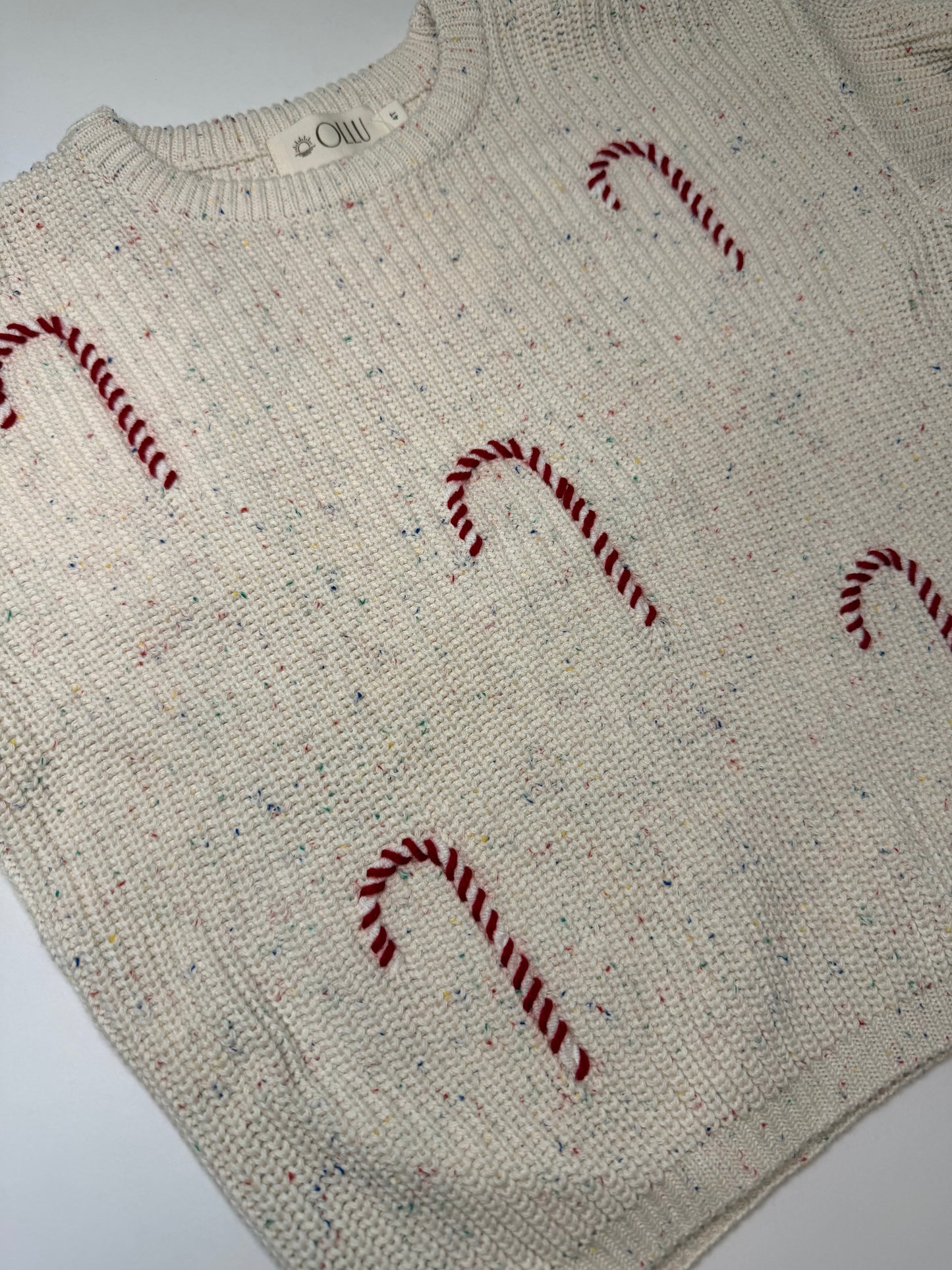 Candy Cane Hand-Embroidery Sweater