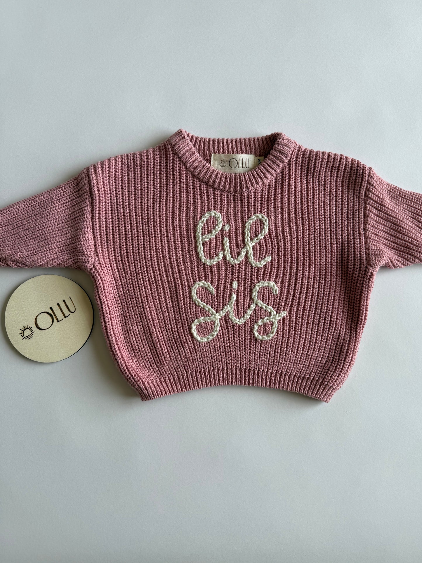 lil sis Hand-Embroidered Sweater