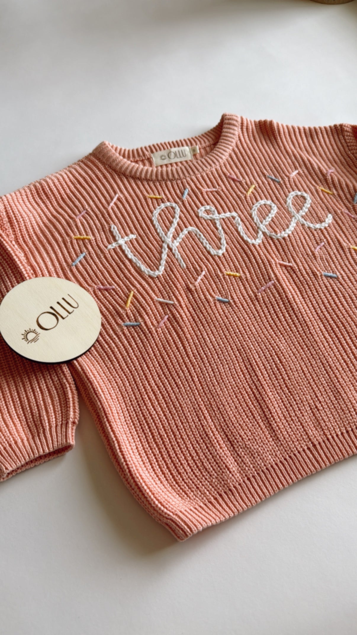 Three (Sprinkle) Hand-Embroidered Sweater
