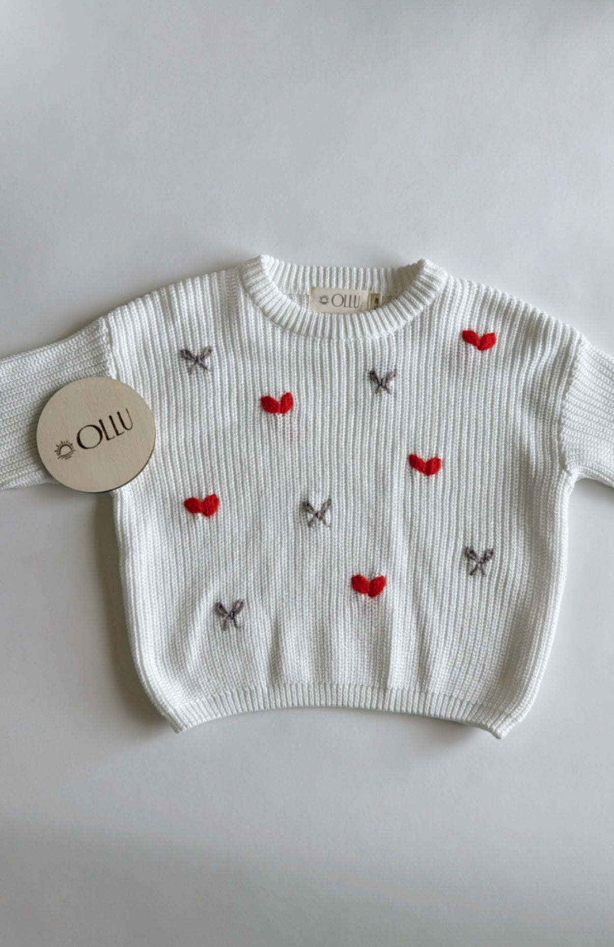 Hearts & Bows Hand-Embroidered Sweater