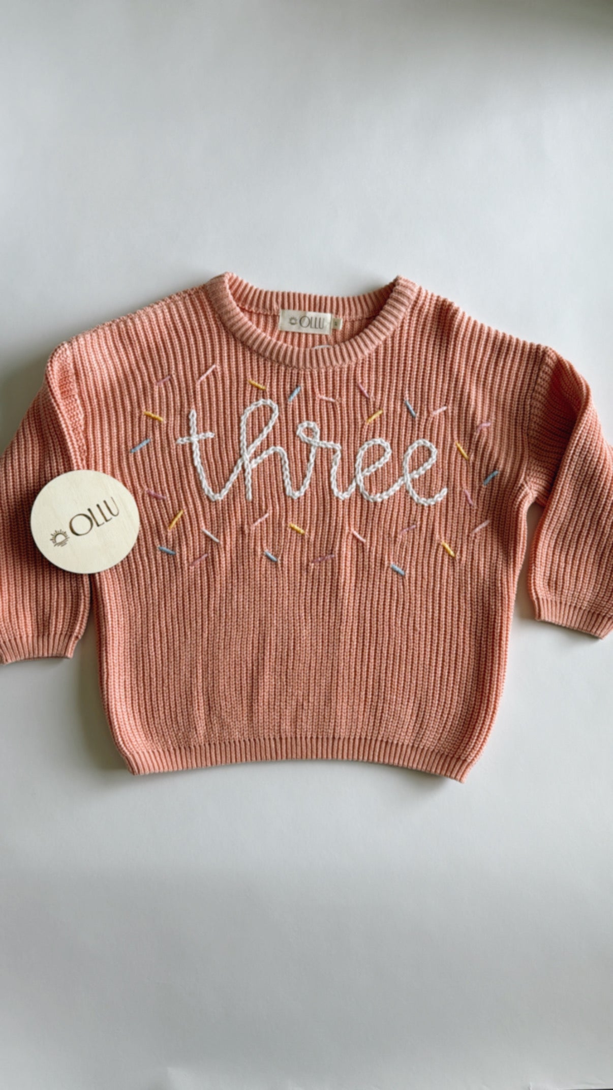 Three (Sprinkle) Hand-Embroidered Sweater