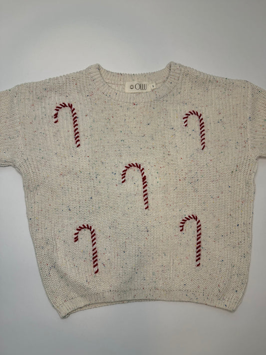 Candy Cane Hand-Embroidery Sweater