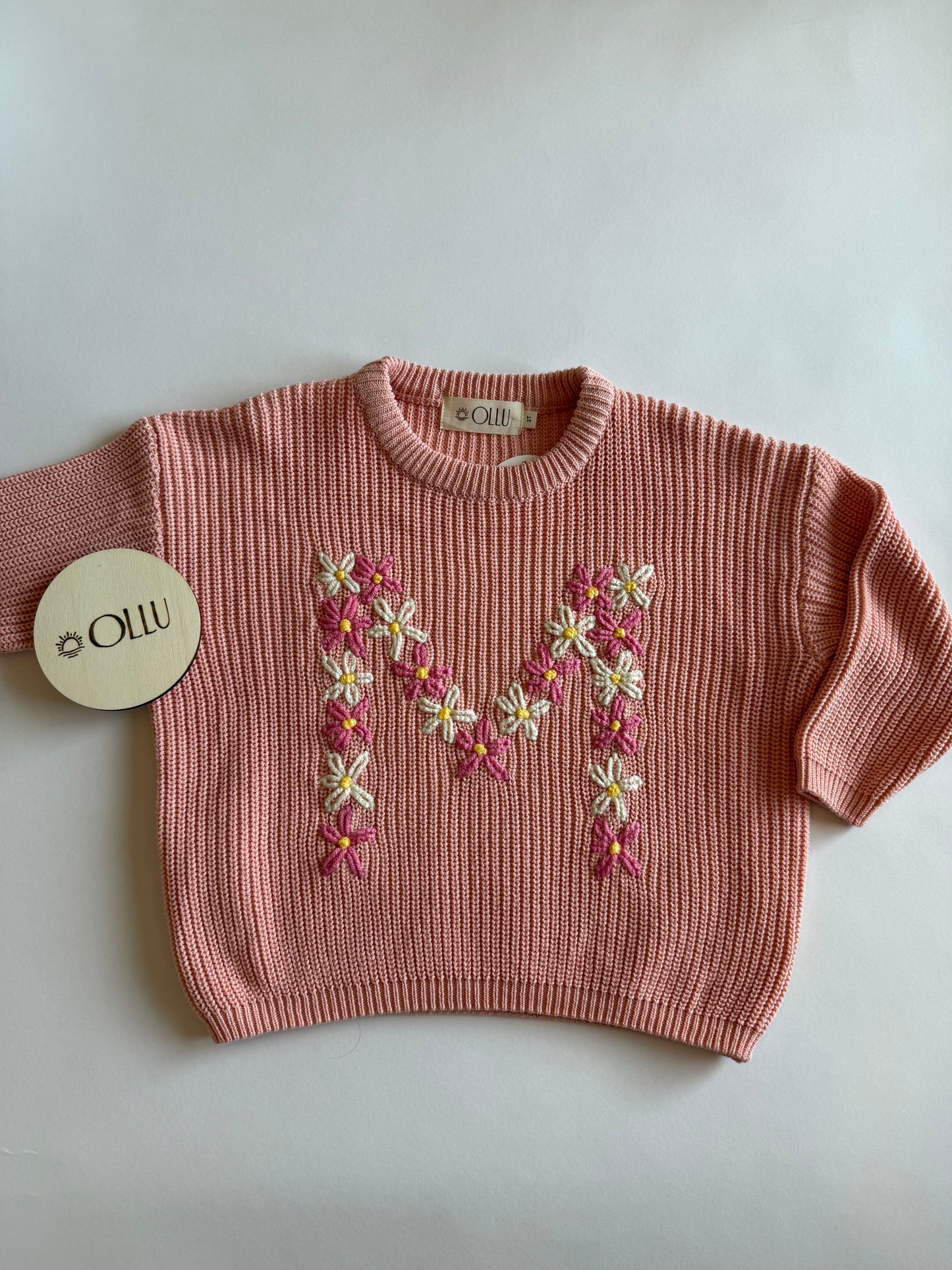 M (filled w/flowers) Hand-Embroidered