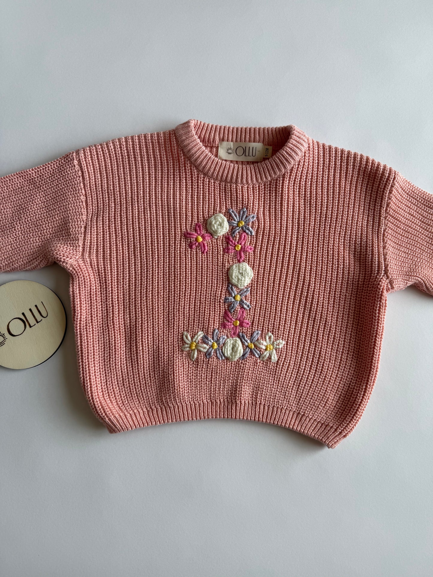One (Flowers) Hand-Embroidered
